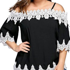 Women's lace off shoulder short sleeve shirt